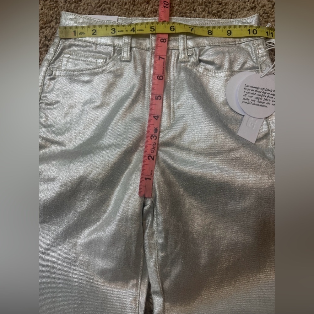 NWT Joe's The Metallic Super Skinny Jean Girls Sz 10 Silver Zip Fly High Rise - Picture 7 of 8
